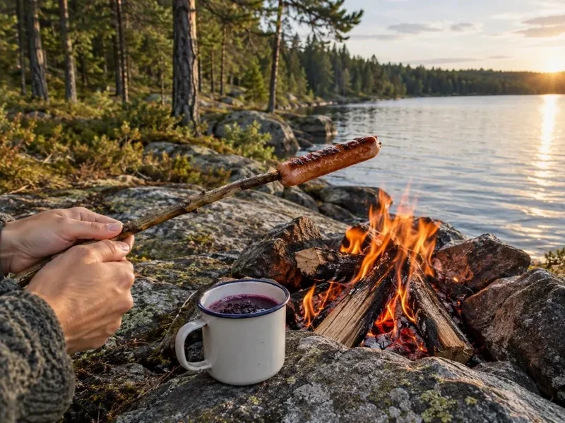 Iltapäivä Nuuksiossa: tasainen 3 km ja nuotiomakkara